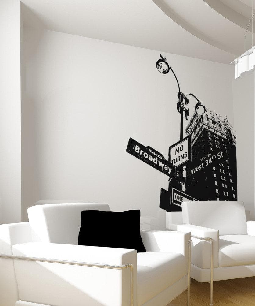 New York City Street Sign, West 34th Street and Broadway Wall Decal. #OS_AA559