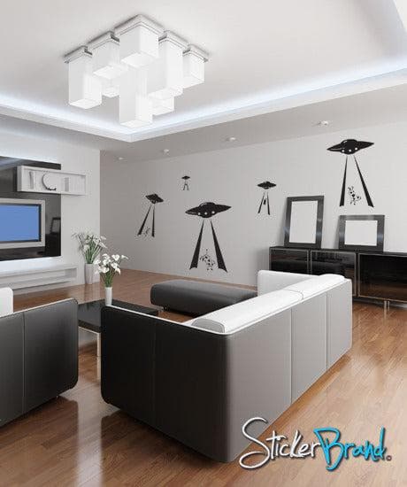 Vinyl Wall Decal Alien Invasion Cow Beaming #GFoster104