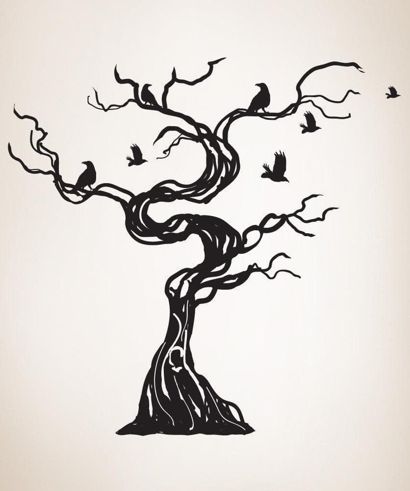 Vinyl Wall Decal Sticker Crows Tree #GFoster172