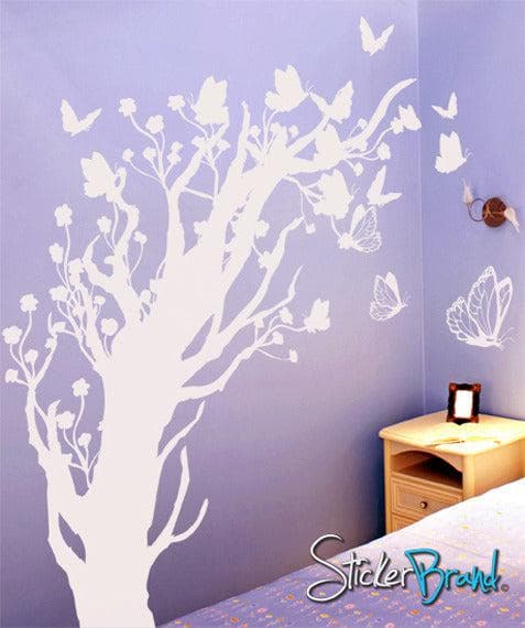 Vinyl Wall Decal Sticker Butterflies Floral Blossom Tree #GFoster147