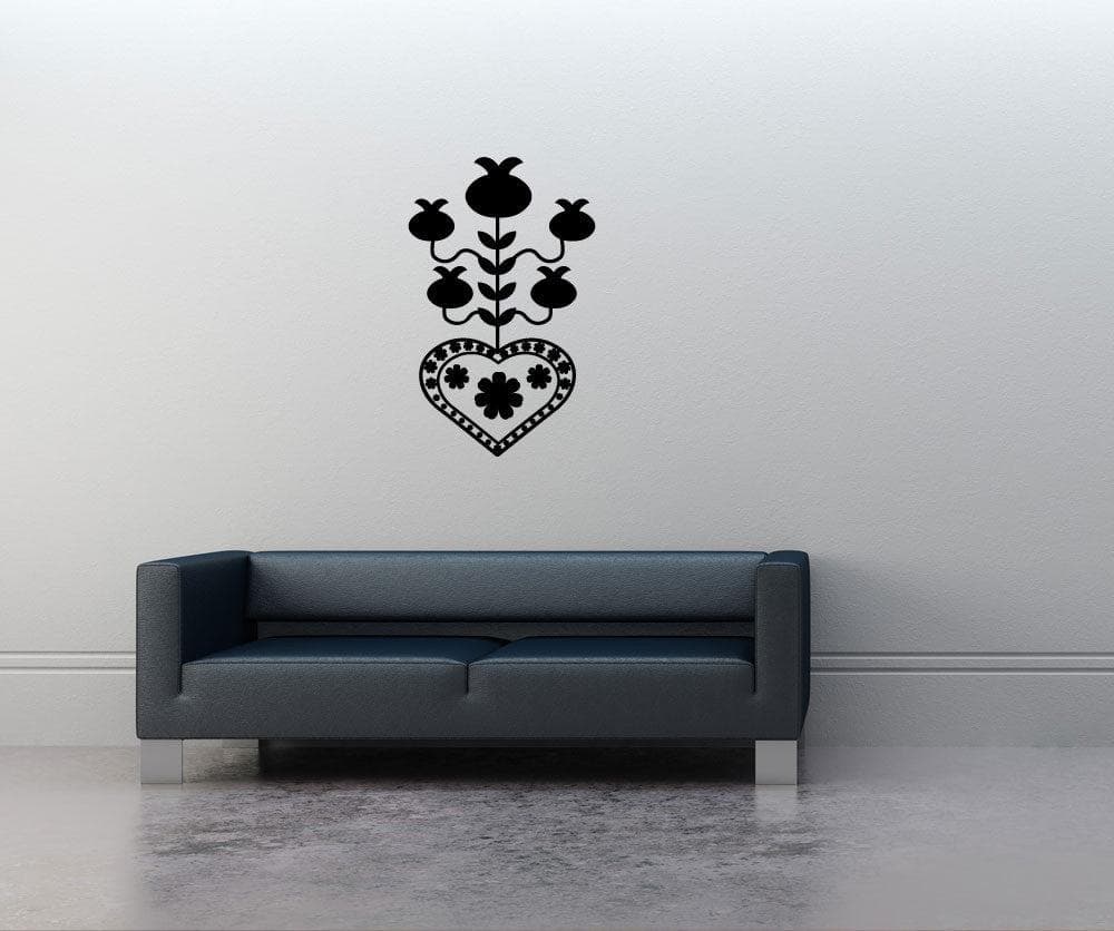 Vinyl Wall Decal Sticker German Art Flowers and Heart #OS_MG421