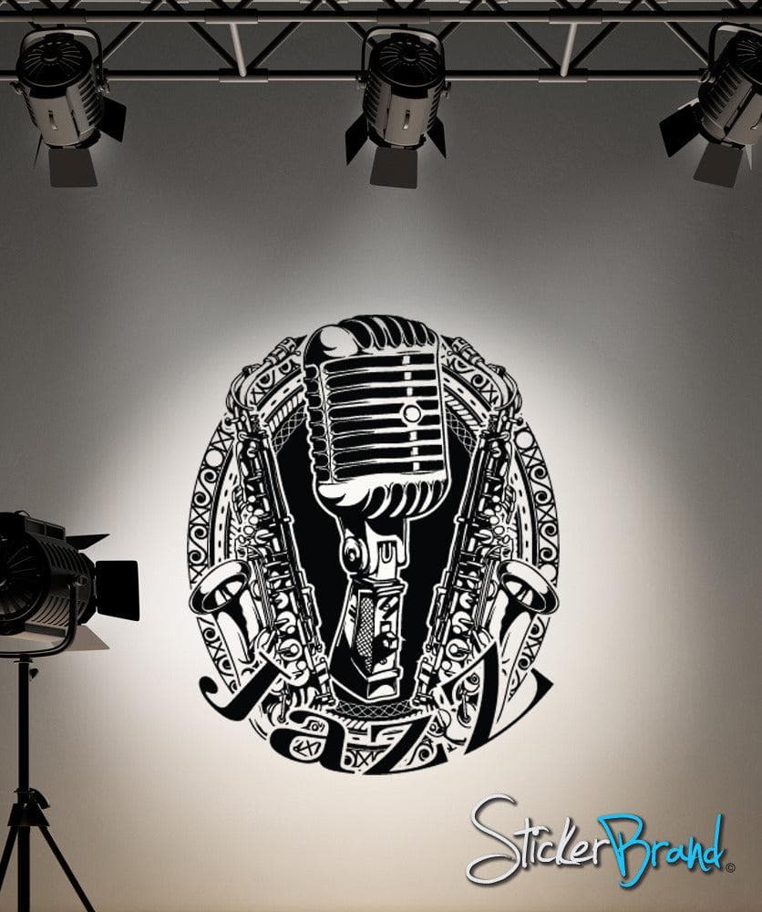 Vinyl Wall Decal Sticker Jazz Decor Microphone Sax #359