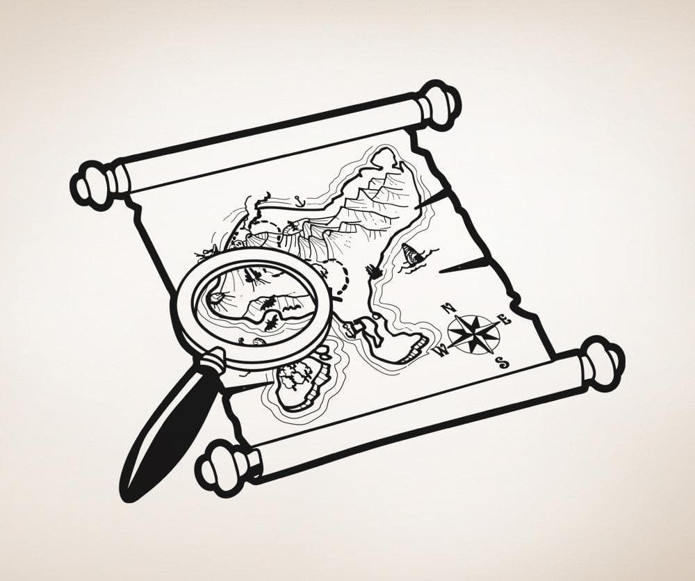 Vinyl Wall Decal Sticker Pirate Map Search #OS_AA399