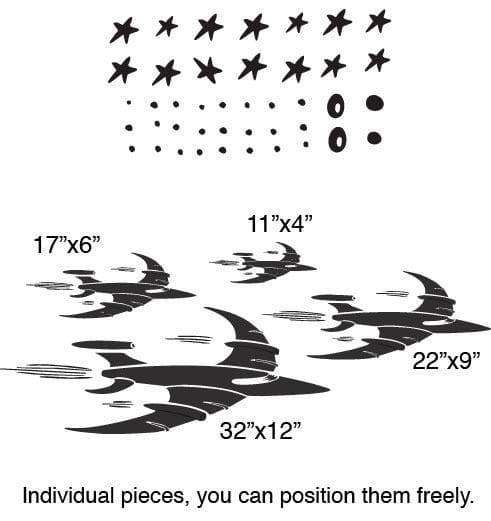 Vinyl Wall Decal Sticker Kids Room Spaceship Stars #205
