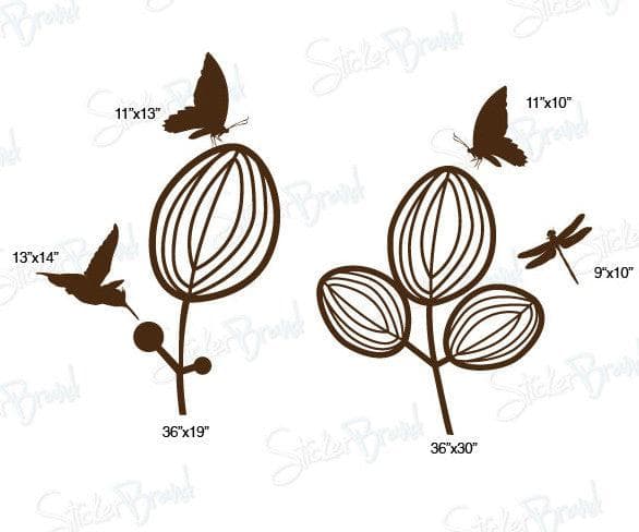 Vinyl Wall Decal Sticker Flower Garden Humming Bird #732