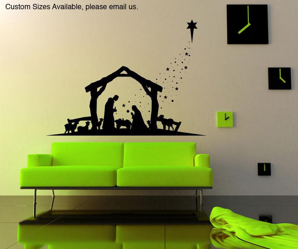 Nativity Scene Christmas Decoration Vinyl Wall Decal Sticker. Item #OS_MG105