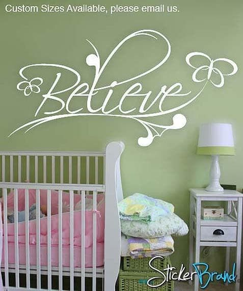 Vinyl Wall Decal Sticker Believe Spiritual Phrase #BHuey116