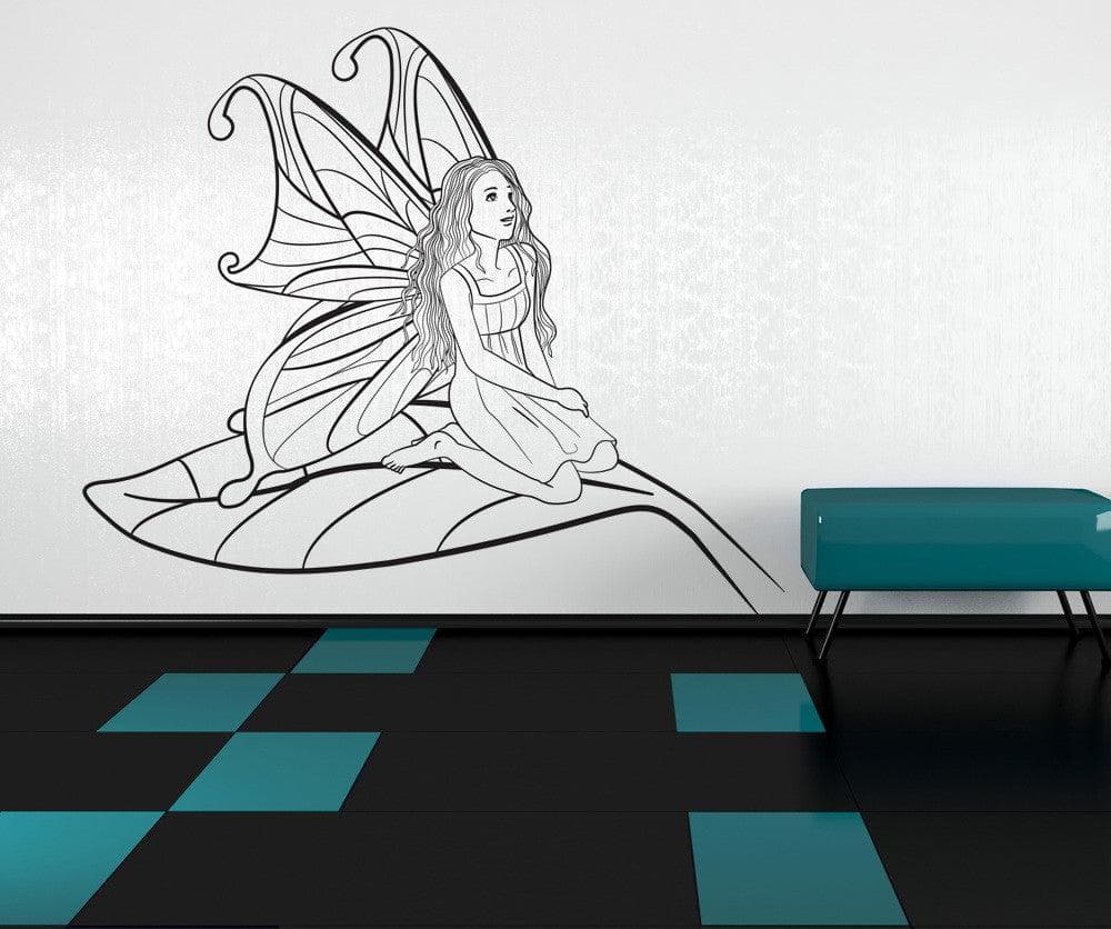 Vinyl Wall Decal Sticker Fairy on Leaf #OS_DC222