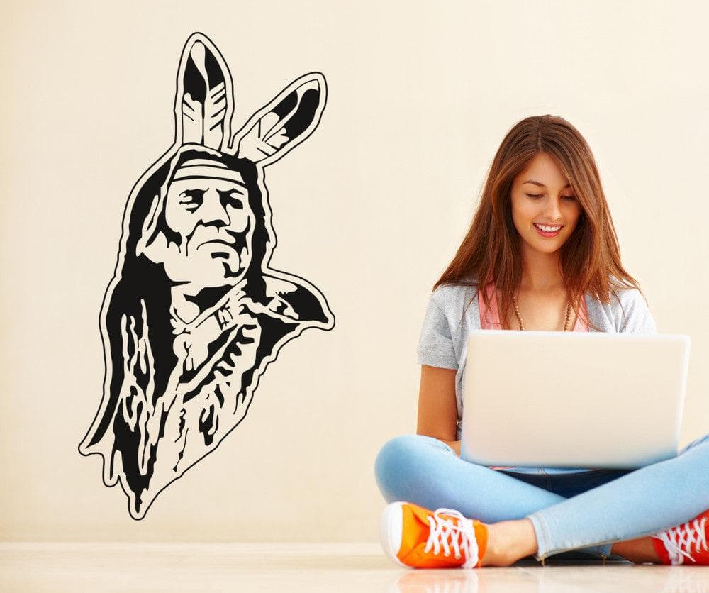 Vinyl Wall Decal Sticker Native American Old Man #OS_AA391