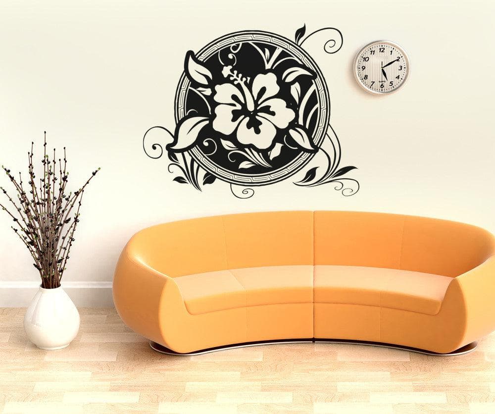 Vinyl Wall Decal Sticker Hawaiian Flower Circle #OS_AA379