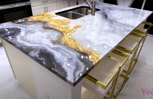 Check out this DIY Marble Kitchen Countertop for less than $150.00