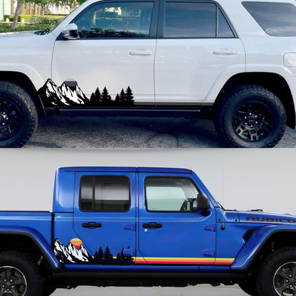 Mountain Forest Sunset Truck/Car Decal. Yellow, Orange, Red Color Scheme. #6811