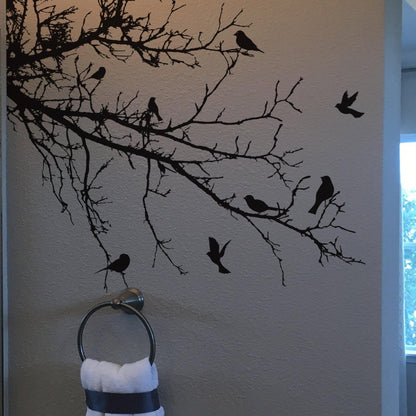 Birds on Tree Branch Vinyl Wall Decal Sticker. #1002