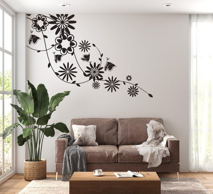 Spring Time Flower Floral Vine Wall Decal Sticker. #1021