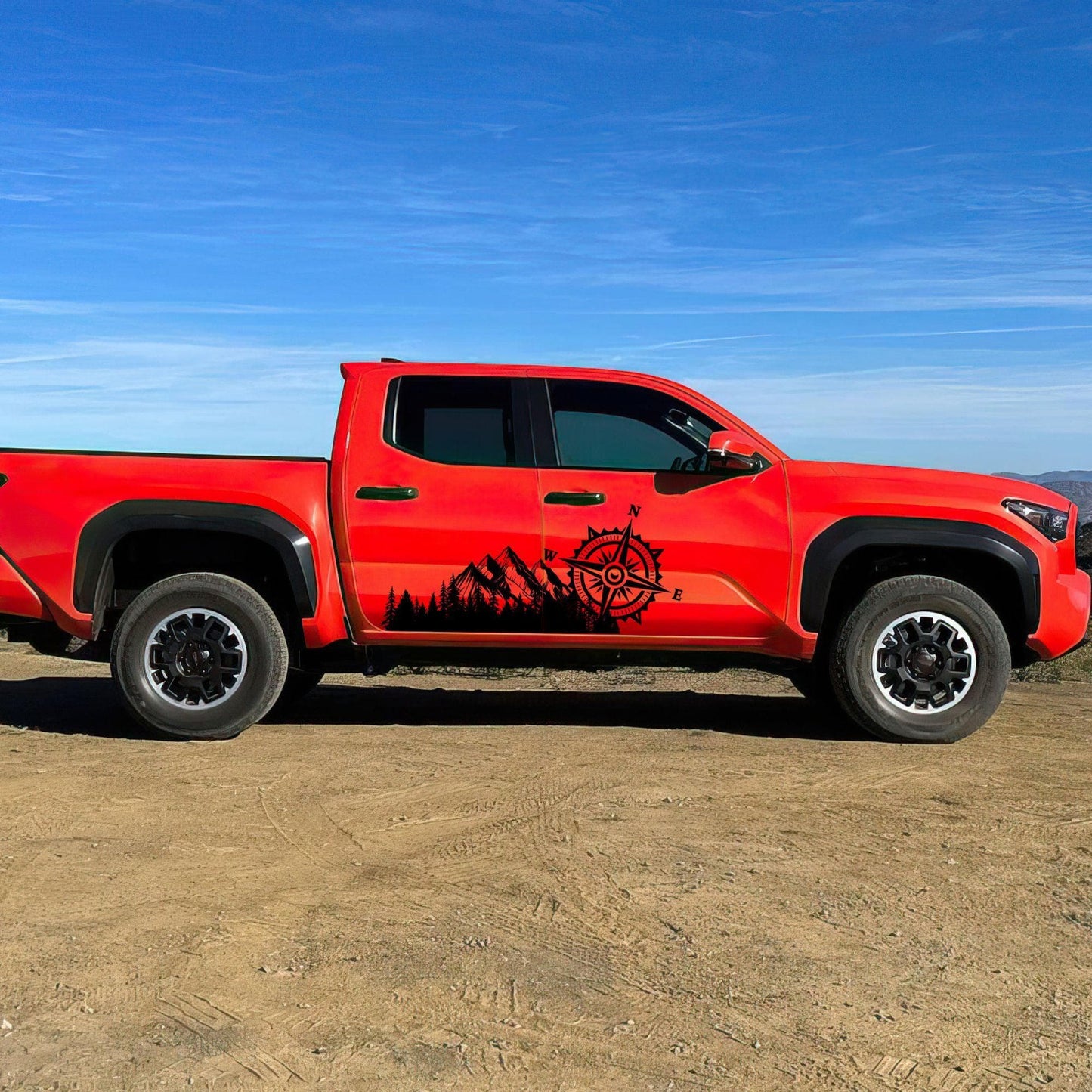 Mountain with Compass Truck Graphic Decal Sticker. Off-Road Overlander. #6909