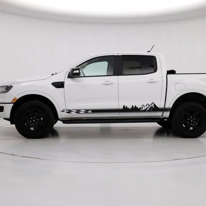 Checker Flag Truck Decal Sticker. Overland Mountain Theme. #6816