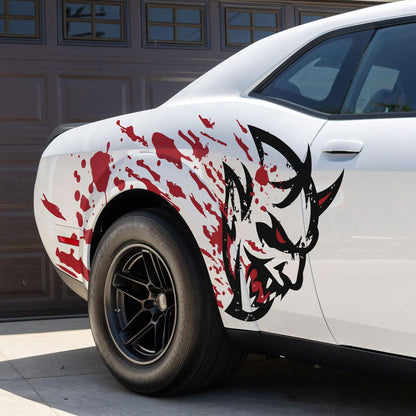 Demon Decal Sticker for Dodge Challenger SRT. Blood Splatter Car Decal. #6994