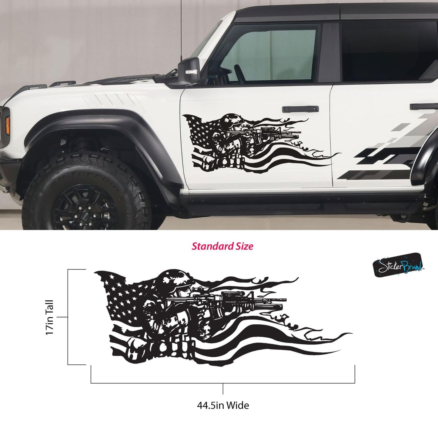 Military Soldier Flag Truck / Car Decal Sticker. Veteran Flag Window Sticker. #6967