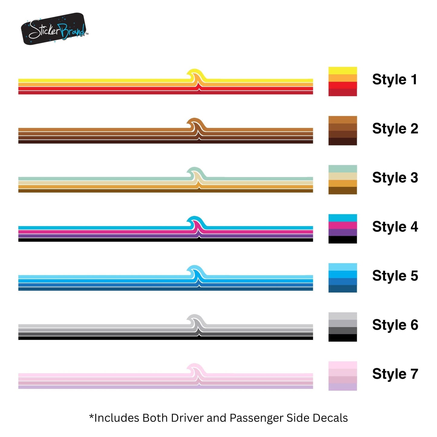 Surf Wave Truck / Car Decal. Overland Stripes Decal Sticker. Universal Fit for most Vehicles. #7051