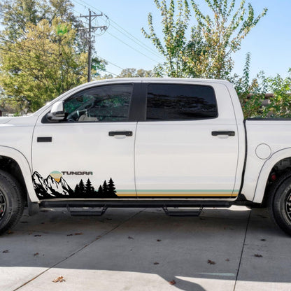 Mountain Forest Sunset Truck/Car Decal. Yellow, Orange, Red Color Scheme. #6811