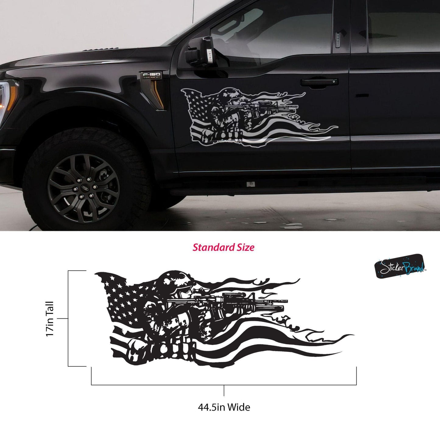 Military Soldier Flag Truck / Car Decal Sticker. Veteran Flag Window Sticker. #6967