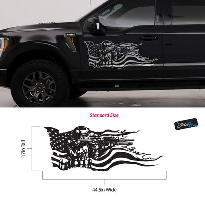 Military Soldier Flag Truck / Car Decal Sticker. Veteran Flag Window Sticker. #6967