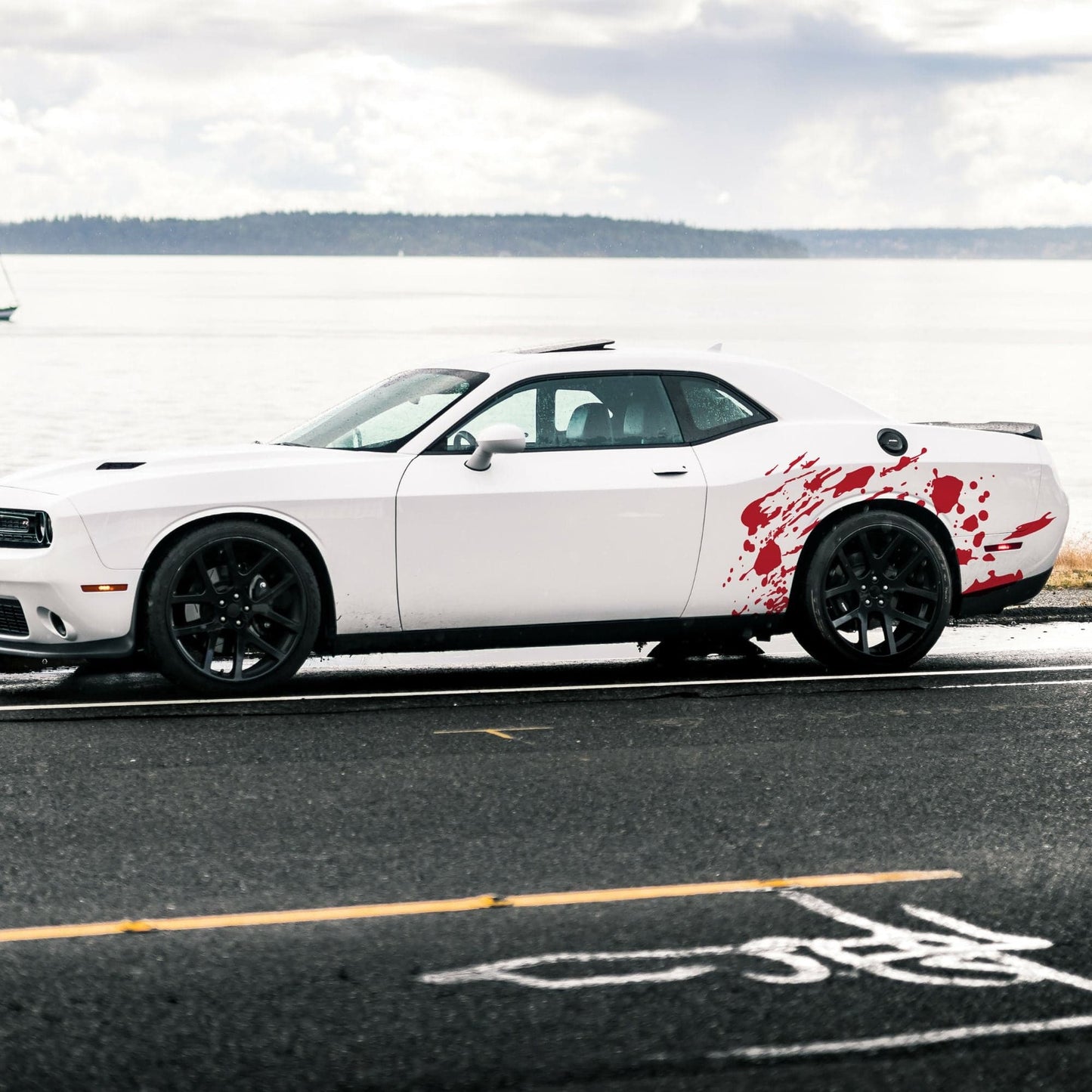 Red Blood Splatter Graphic Car Decal. #7031