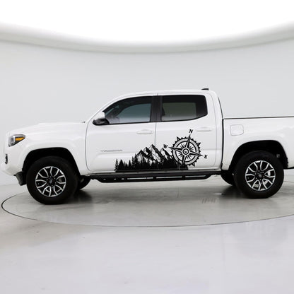 Mountain with Compass Truck Graphic Decal Sticker. Off-Road Overlander. #6909