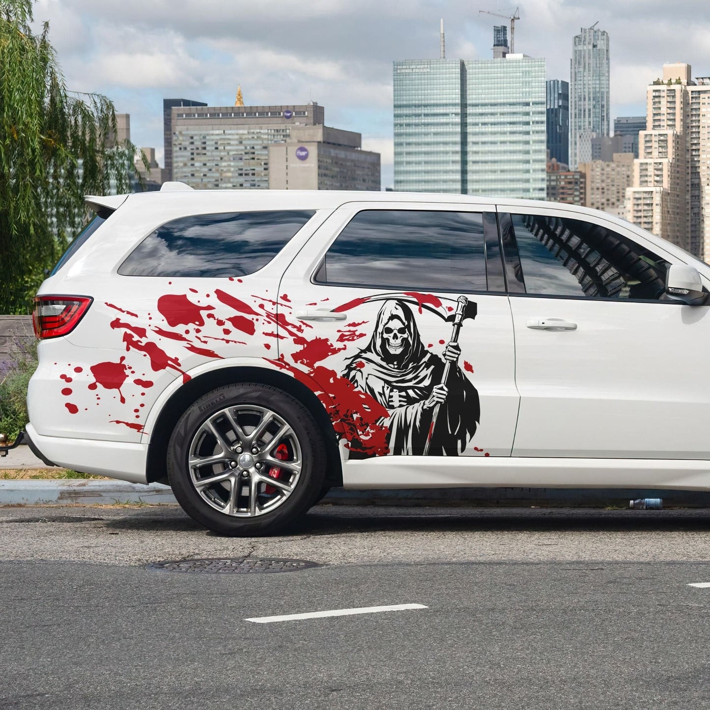 Grim Reaper Blood Splatter Car Decal. #7082