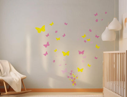 Butterfly Flower Floral Vinyl Wall Art Decal Sticker #128