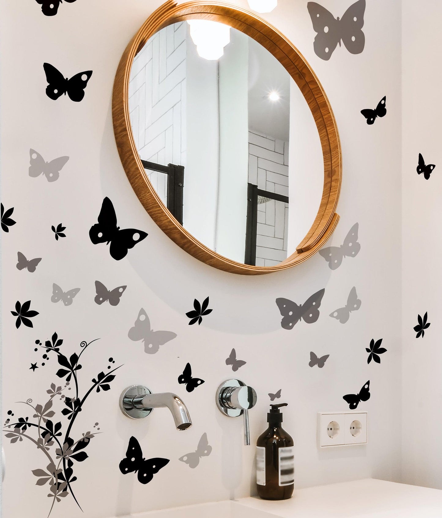 Butterfly Flower Floral Vinyl Wall Art Decal Sticker #128