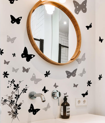 Butterfly Flower Floral Vinyl Wall Art Decal Sticker #128