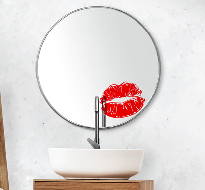 Lipstick Kissing Lips Vinyl Wall Decal. #1292