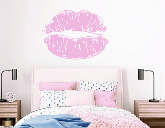 Lipstick Kissing Lips Vinyl Wall Decal. #1292