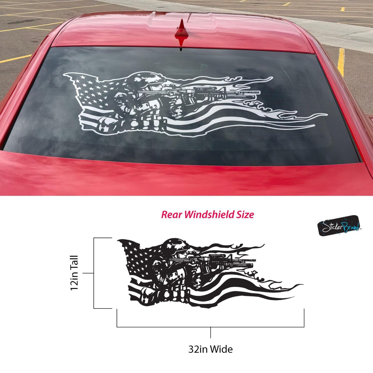 Military Soldier Flag Truck / Car Decal Sticker. Veteran Flag Window Sticker. #6967