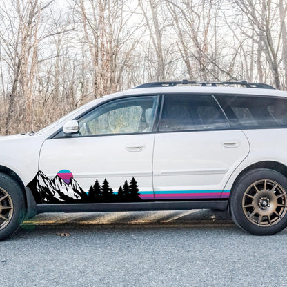 Mountain Forest Sunset Truck/Car Decal. Yellow, Orange, Red Color Scheme. #6811