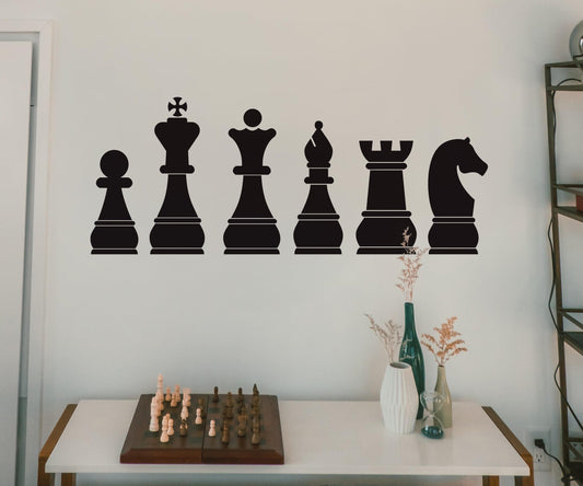Chess Board Pieces Vinyl Wall Art Decal Sticker. #135