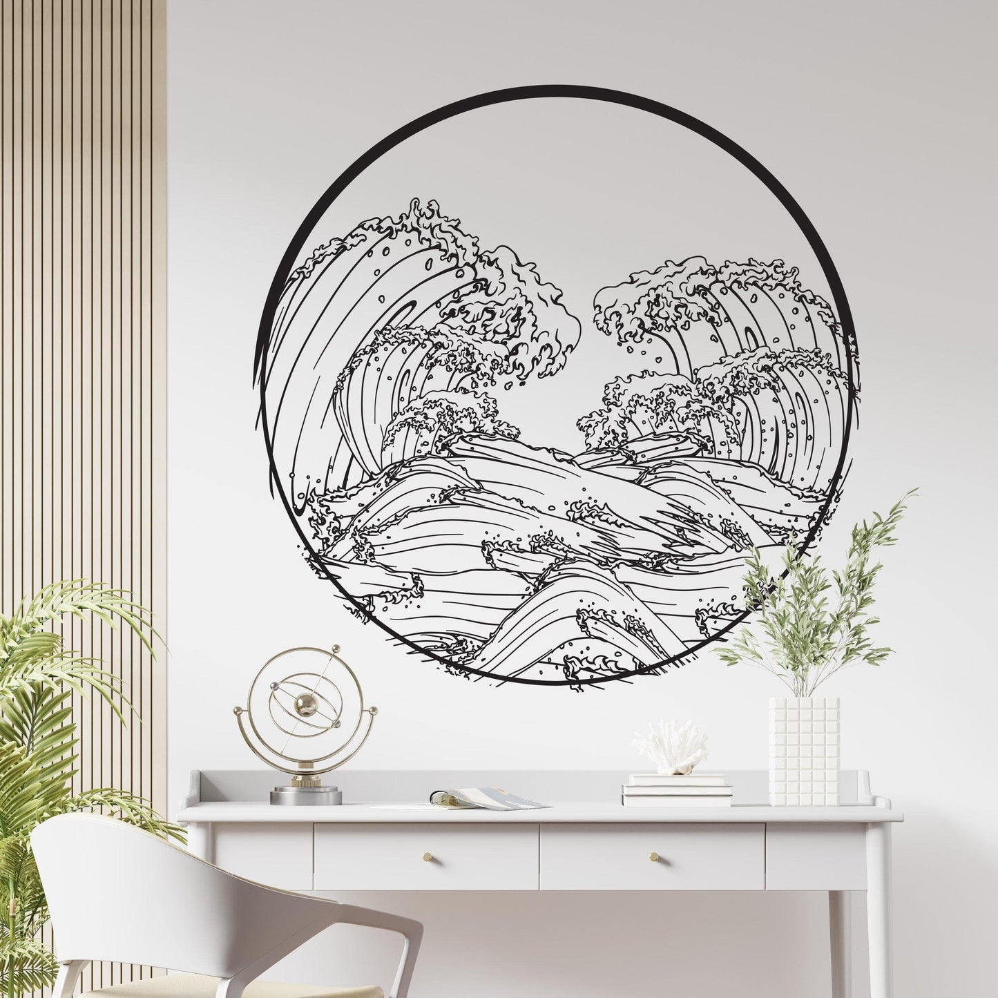 Great Wave Japanese Wave Circle Vinyl Wall Decal Sticker. #1364