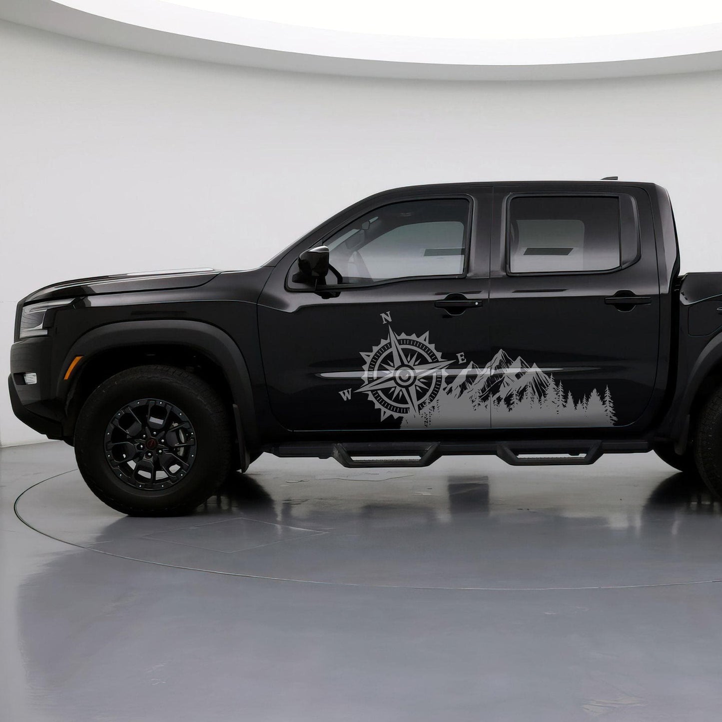 Mountain with Compass Truck Graphic Decal Sticker. Off-Road Overlander. #6909