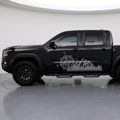 Mountain with Compass Truck Graphic Decal Sticker. Off-Road Overlander. #6909