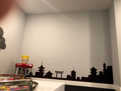 Japanese Village Silhouette Vinyl Wall Decal Sticker. #1438