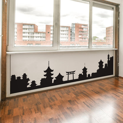 Japanese Village Silhouette Vinyl Wall Decal Sticker. #1438