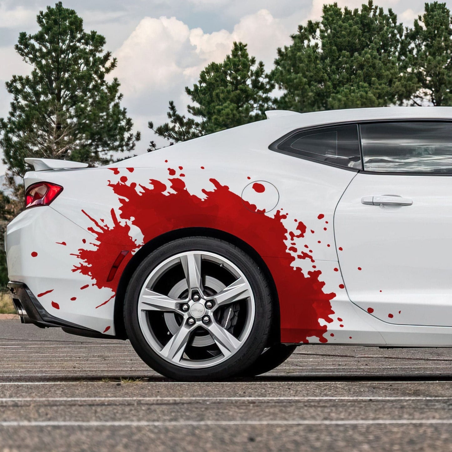Red Blood Splatter Vinyl Graphic Car Decal. #7037