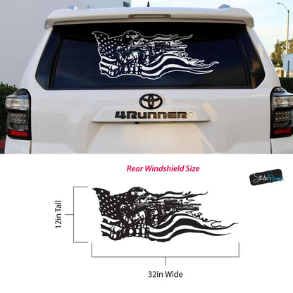 Military Soldier Flag Truck / Car Decal Sticker. Veteran Flag Window Sticker. #6967