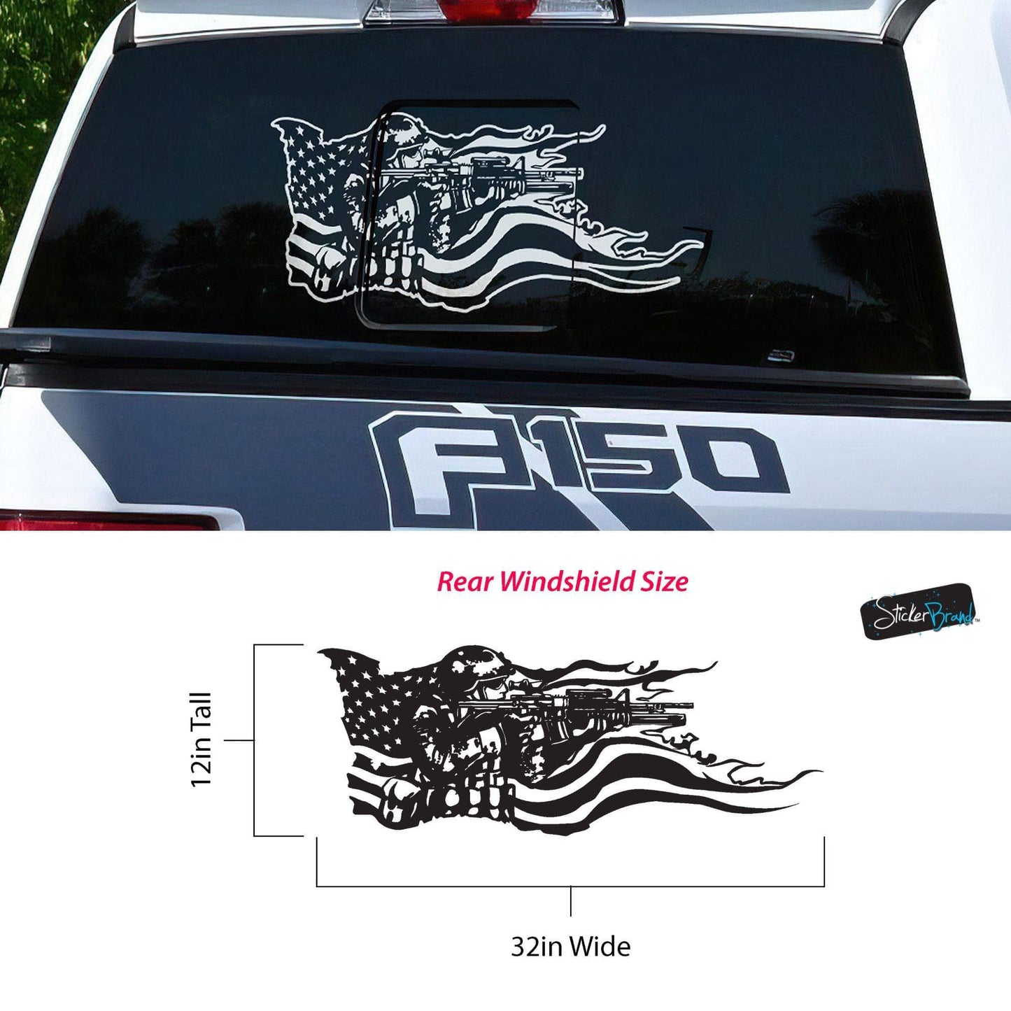 Military Soldier Flag Truck / Car Decal Sticker. Veteran Flag Window Sticker. #6967