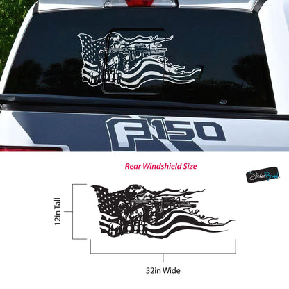 Military Soldier Flag Truck / Car Decal Sticker. Veteran Flag Window Sticker. #6967