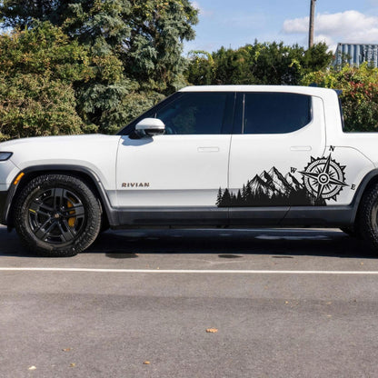 Mountain with Compass Truck Graphic Decal Sticker. Off-Road Overlander. #6909