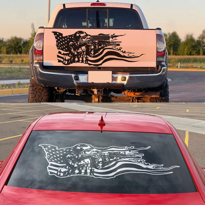 Military Soldier Flag Truck / Car Decal Sticker. Veteran Flag Window Sticker. #6967