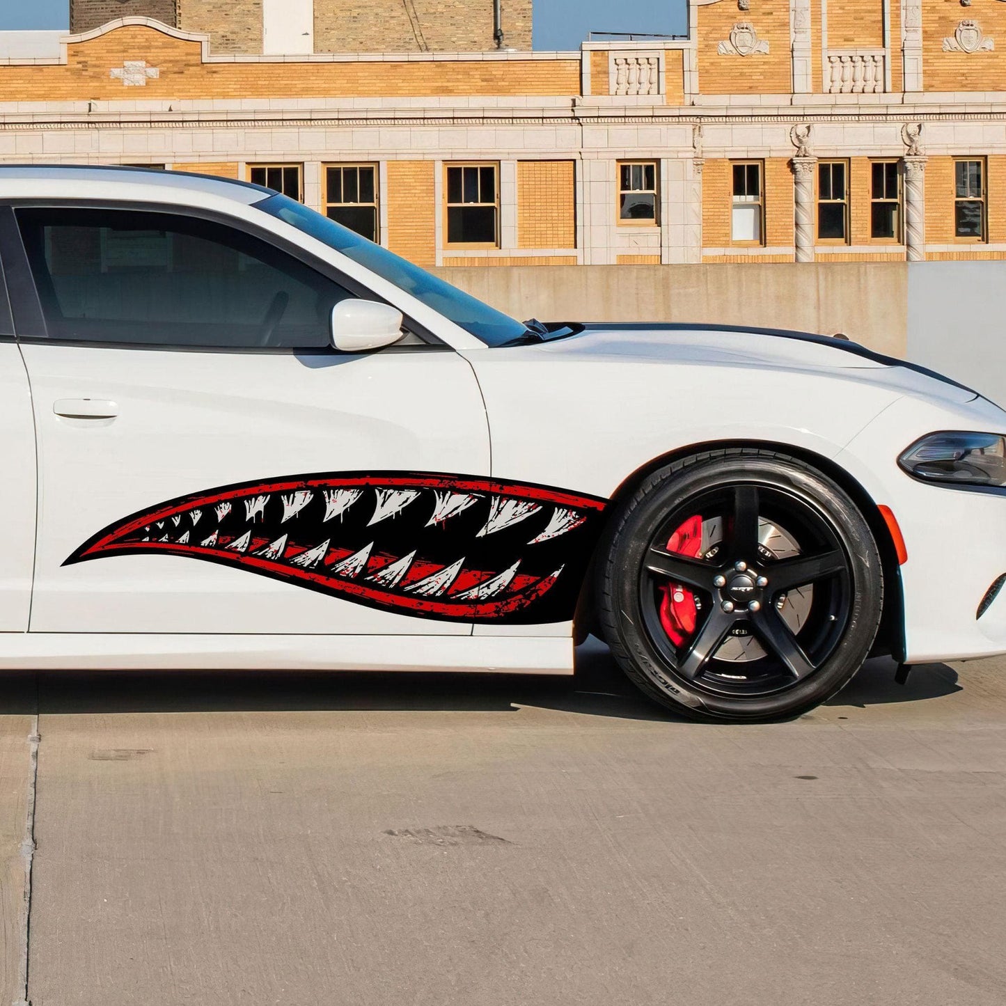 Flying Tiger Shark Military Bomber Design Decal. Jaws Decal. #6992