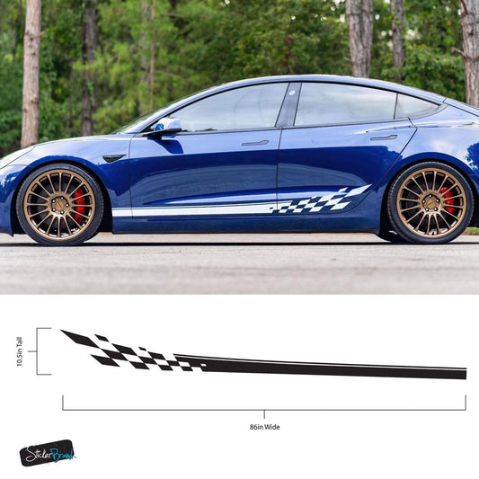 Checker Flag Car Decal Sticker. Racing Stripes Graphic Sticker. #6999